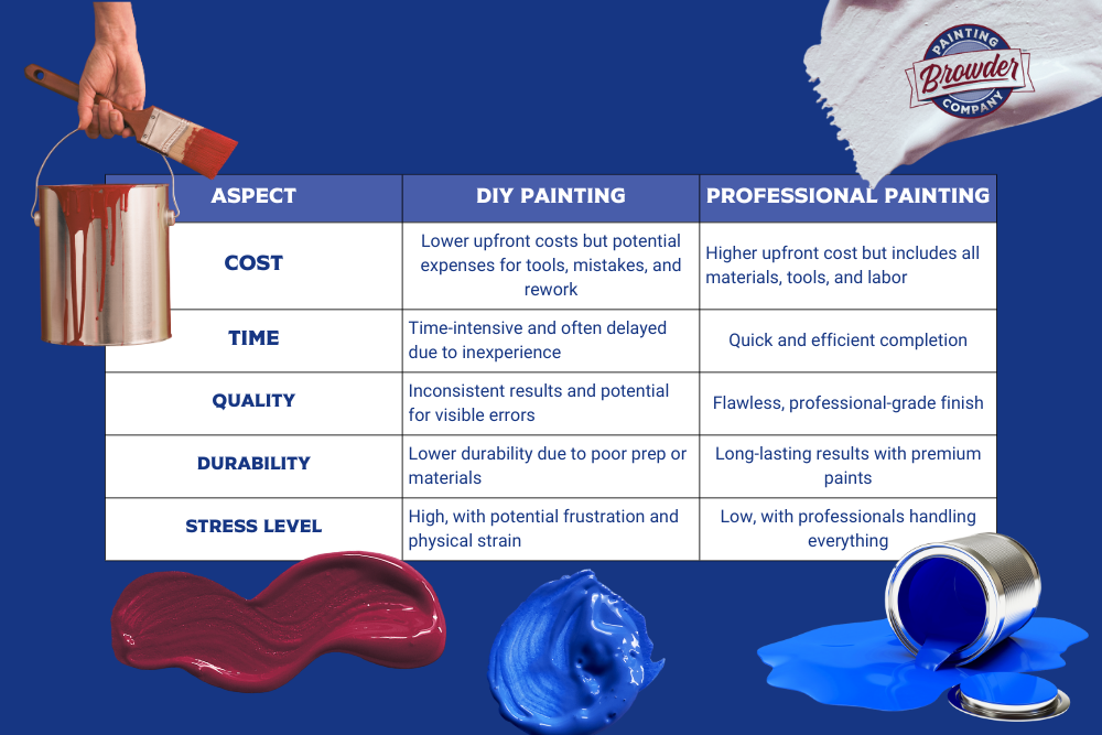 Comparison Chart DIY Painting Vs Professional Painting